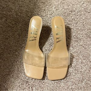 Zara clear kitten heels